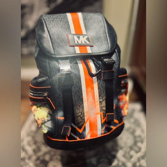 NWT Signed MICHAEL KORS MENS COOPER BACKPACK in ORANGE NAVY COLLAB X ToAsTed - Picture 8 of 11